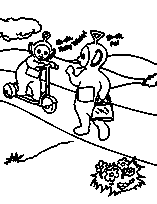 coloriage Telettubies jouent dehors